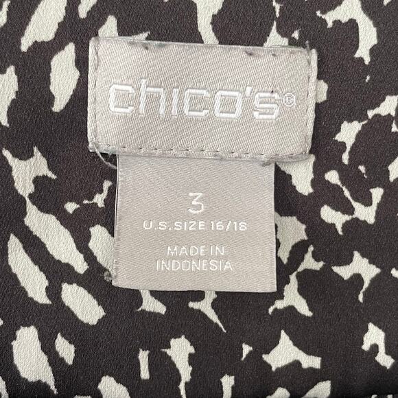 Chico’s Textured Tie Front top Size 16 black white - Picture 3 of 9